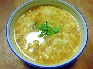カレー味の　かき玉スープ