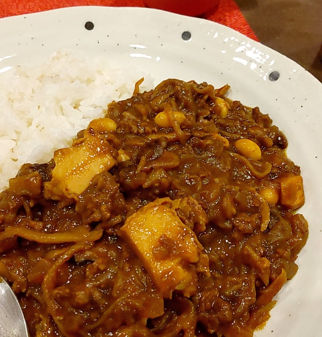 大豆と揚げ豆腐のカレー