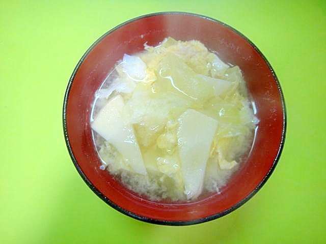 キャベツとタケノコ卵の味噌汁