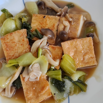 厚揚げと青梗菜としめじの中華餡風煮
