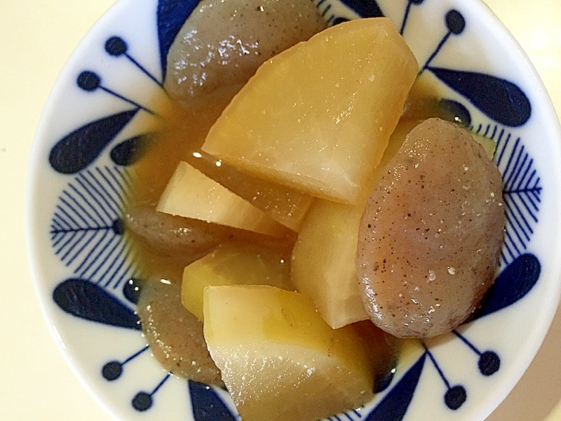 フライパンで作る大根とこんにゃくの煮物