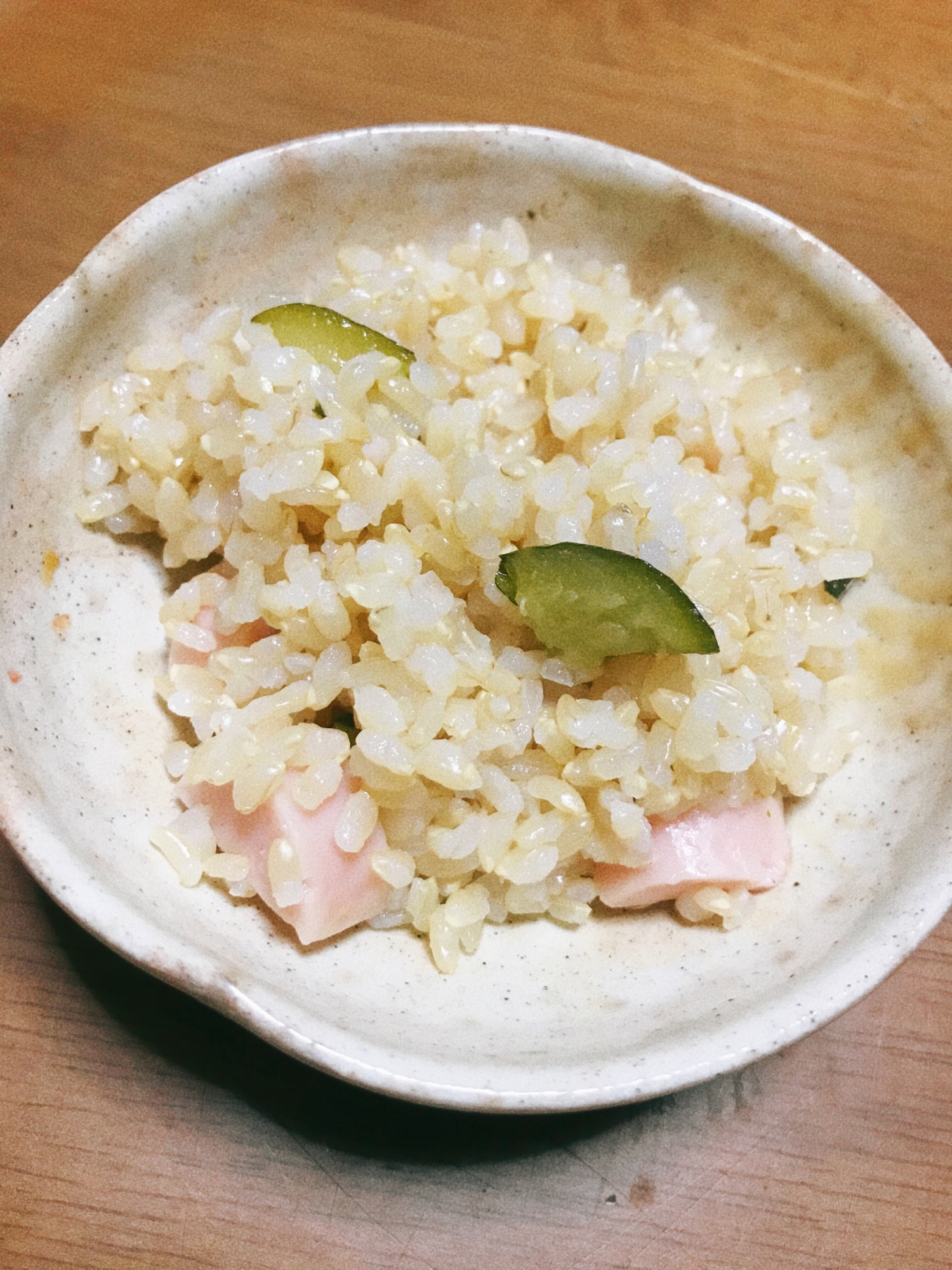 ズッキーニとソーセージで彩り炊き込みご飯