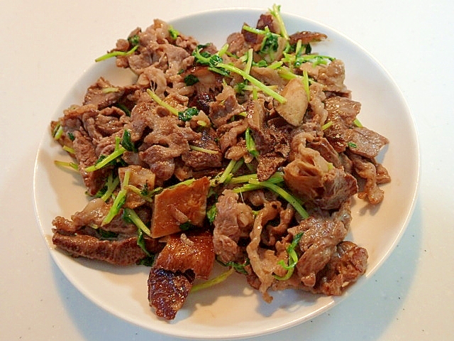 ❤牛肉と甘酢椎茸と豆苗のマヨネーズ炒め❤