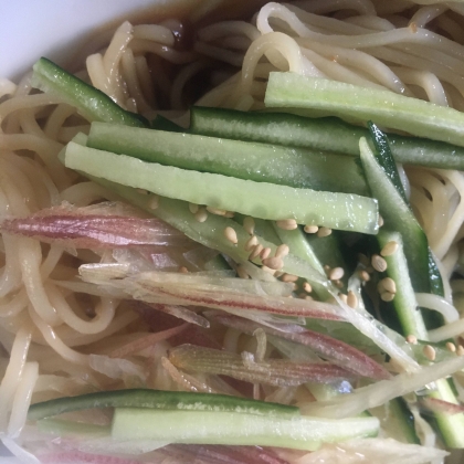 茗荷　きゅうりのせ　冷やしラーメン