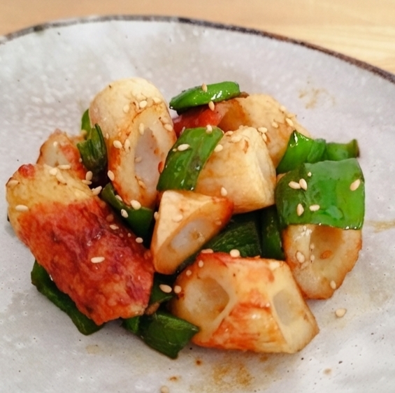 簡単副菜【ちくわとピーマンの中華風炒め】