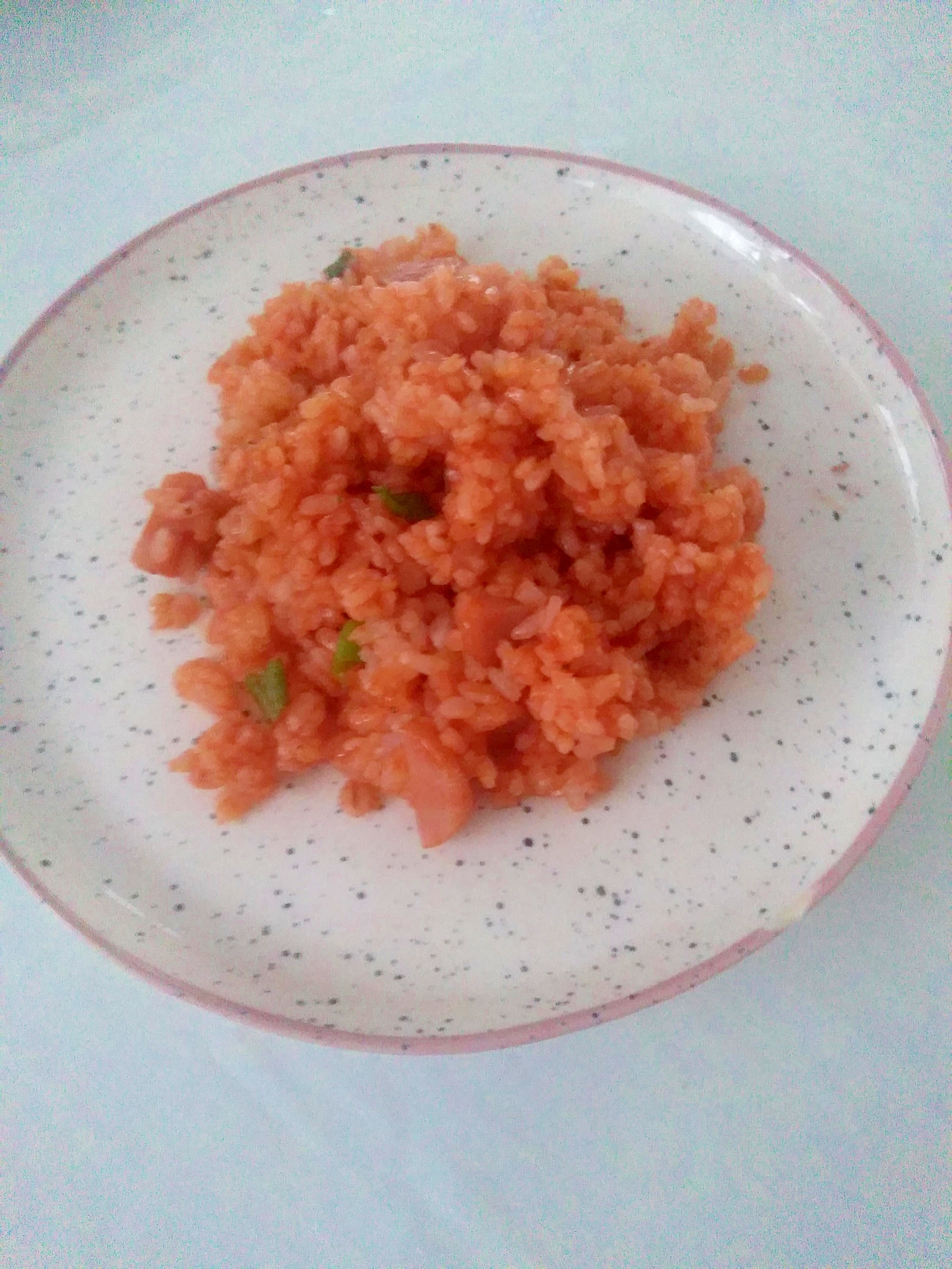 素朴！ギョニソと葱のケチャップライス