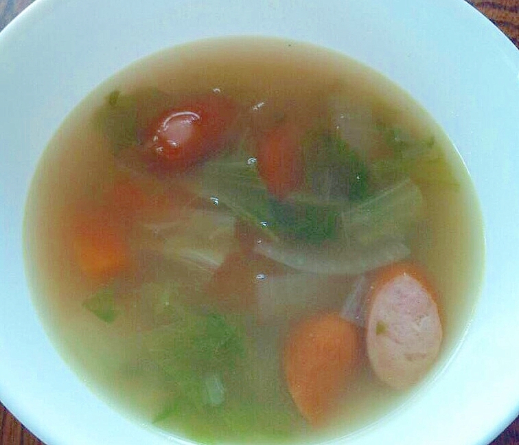 小松菜とウィンナーの生姜スープ