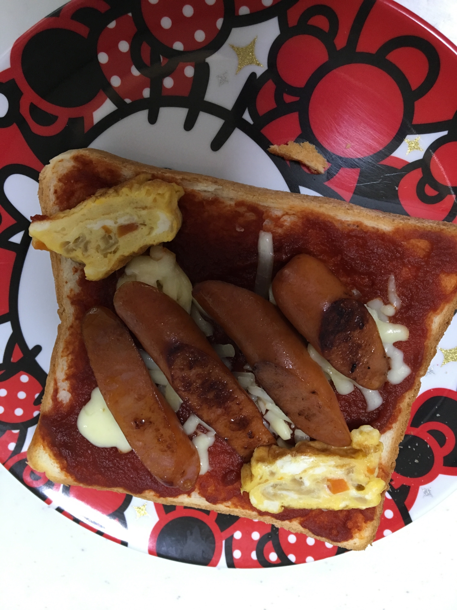 食パンで☆激辛チョリソと切り干し大根卵焼きトースト