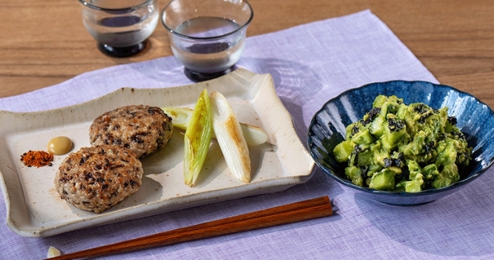 3日目：鶏と椎茸のつくね＆アボカドときゅうりの海苔わさび醤油