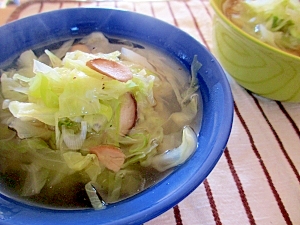 キャベツネギ椎茸のあっさりスープ