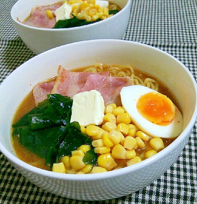 叉焼じゃなくてベーコンで❀味噌バターコーンラーメン