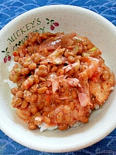 納豆の食べ方-キムチ＆ピクルス♪