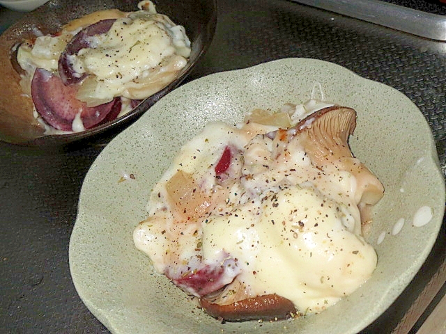 紫芋とエリンギのチーズ焼き