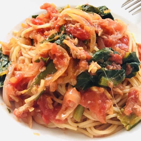 ツナと小松菜のスパゲッティ トマトソース レシピ 作り方 By Happyboy 楽天レシピ ツナと小松菜のスパゲッティ トマトソース レシピ 作り方 By Happyboy 楽天レシピ