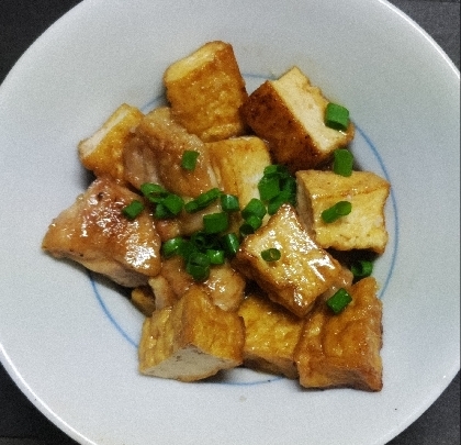 鶏モモ肉と油揚げのポン酢醤油炒め