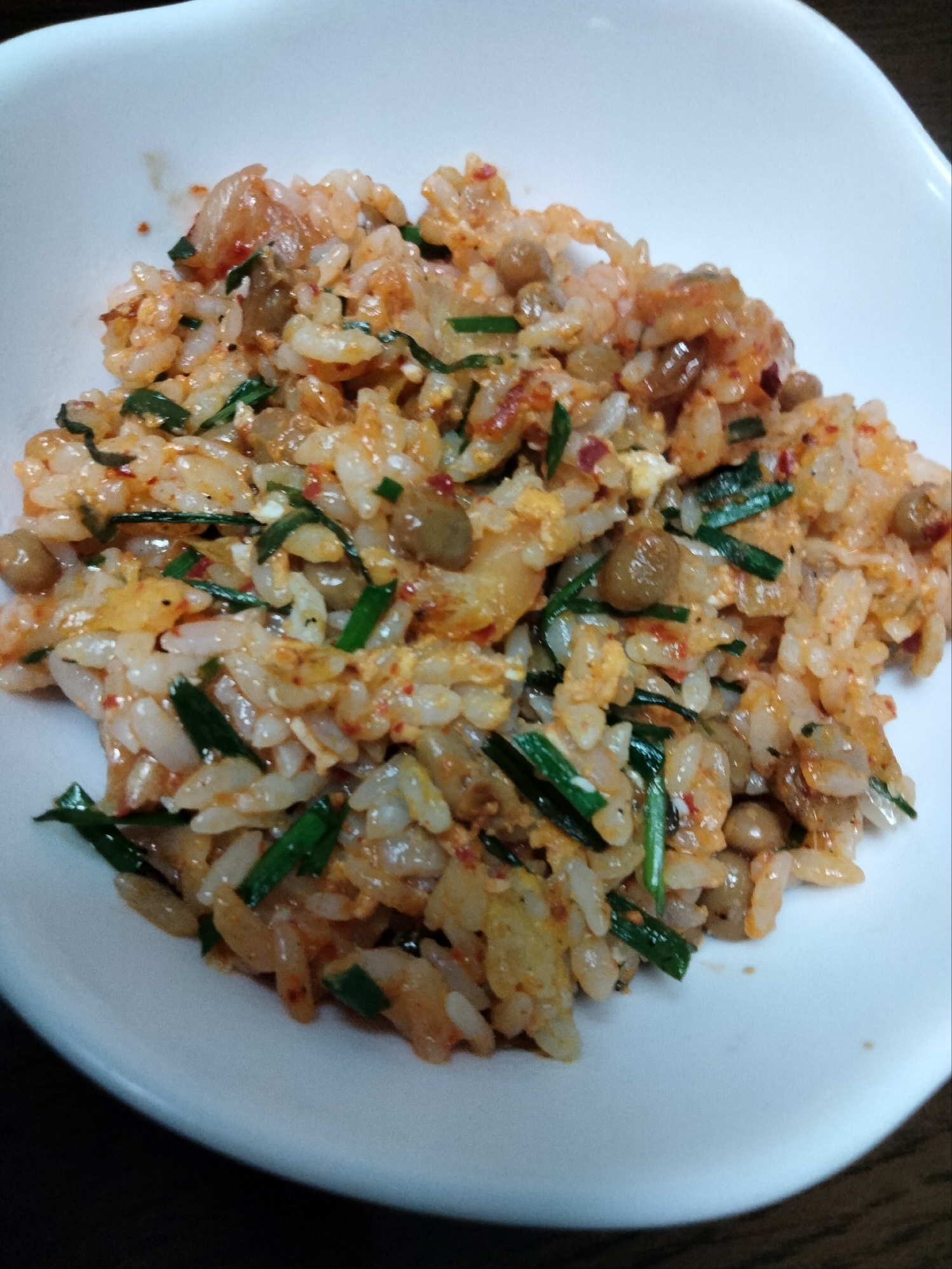 キムチ納豆ニラ入り 卵チャーハン