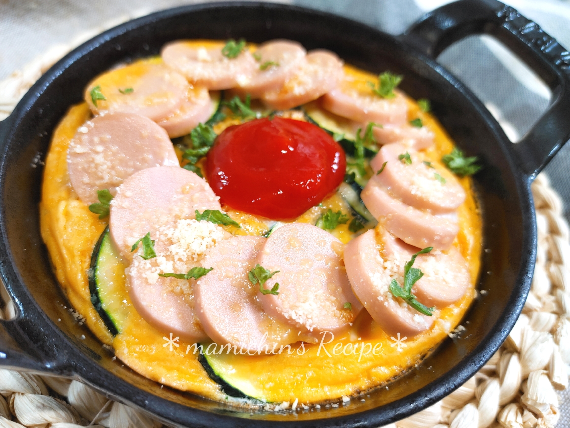 ズッキーニ✱魚ニソのお花オムレツ