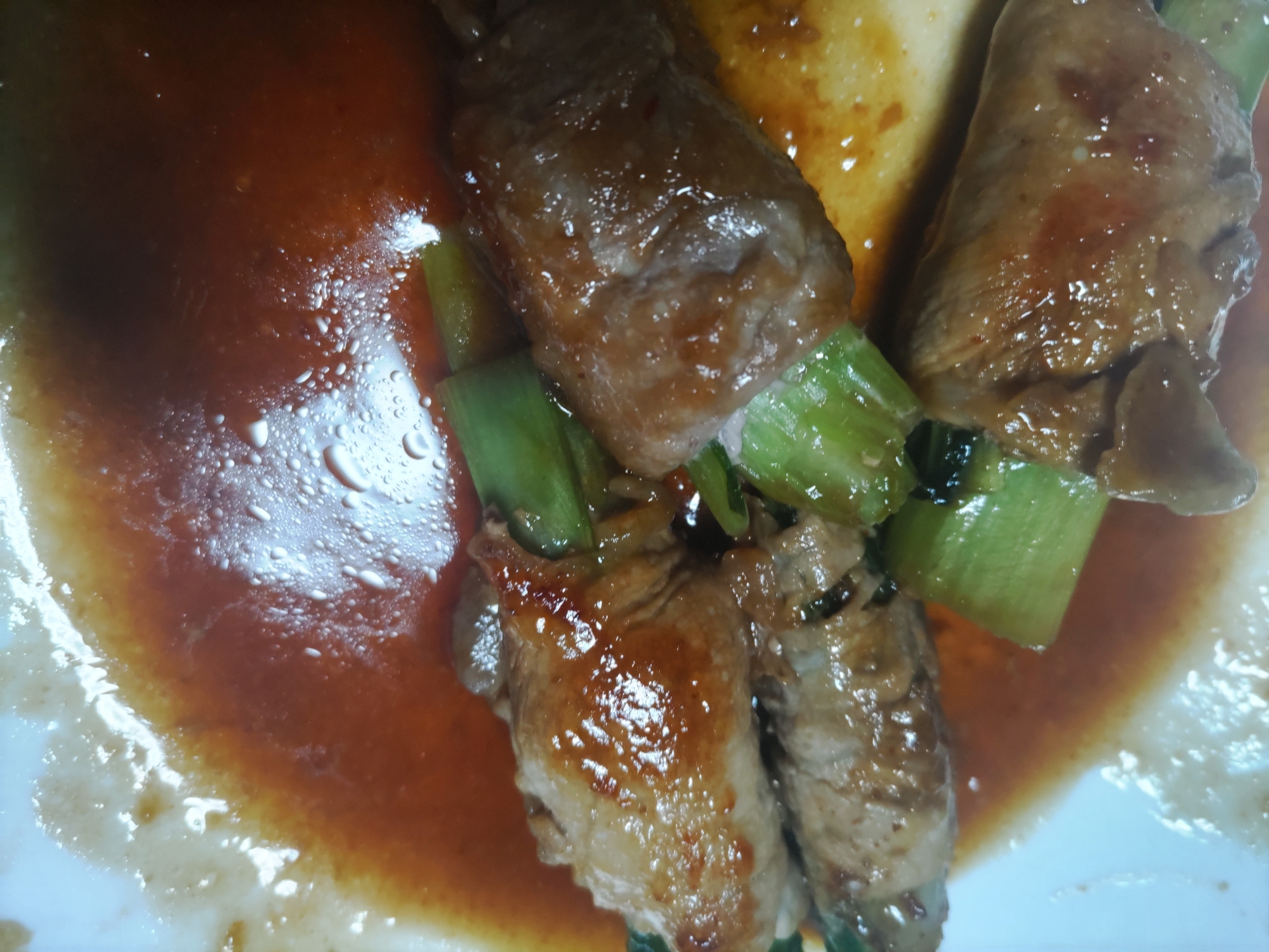 小松菜の豚肉巻き甘辛炒め
