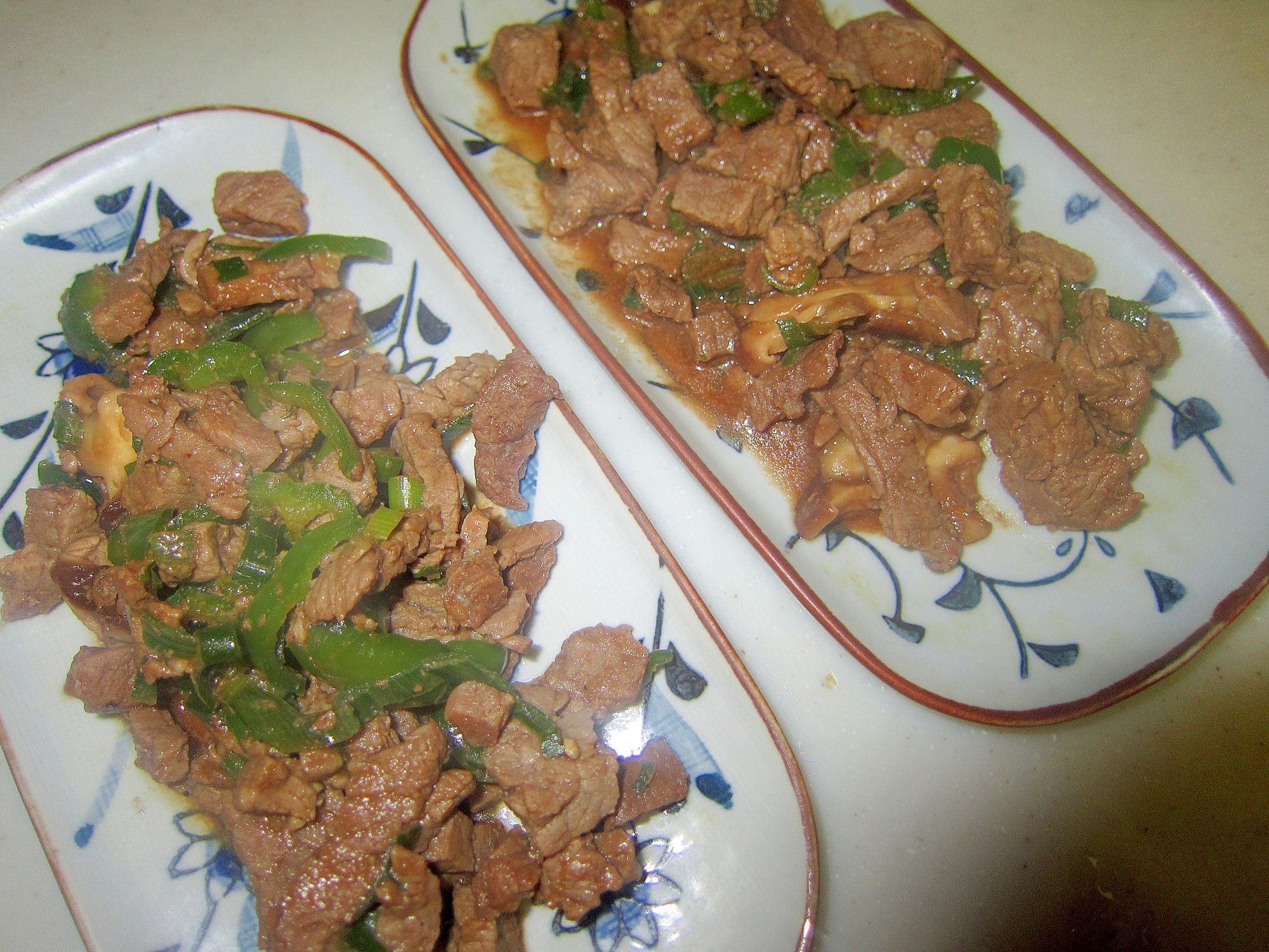 牛肉とピーマンと葱の牡蠣油と醬油グリル