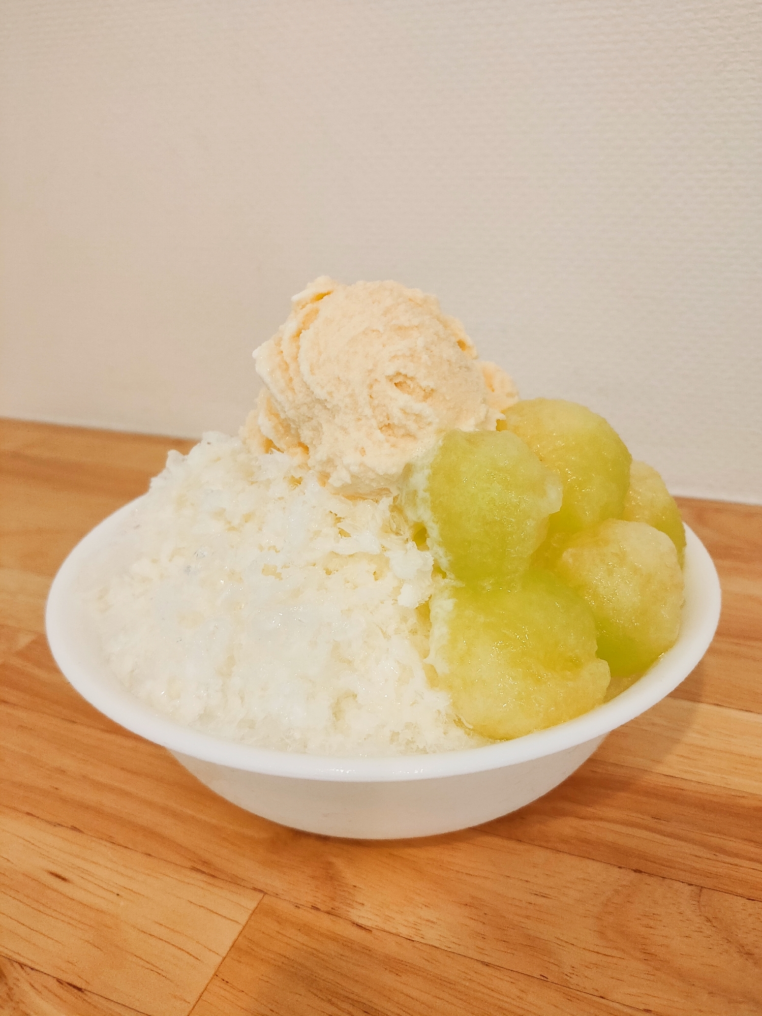 メロンとバニラのかき氷