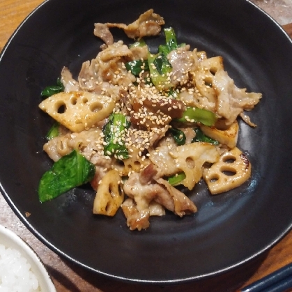 れんこんと豚肉のオイスター炒め