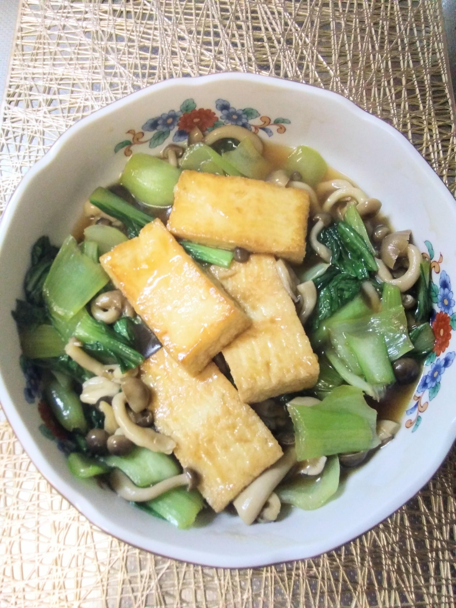 厚揚げと青梗菜としめじの中華餡風煮