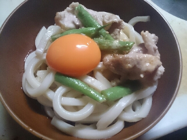 豚とスナップえんどうの冷うどん