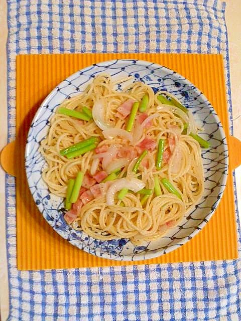 ニンニクの芽とベーコンのパスタ♪