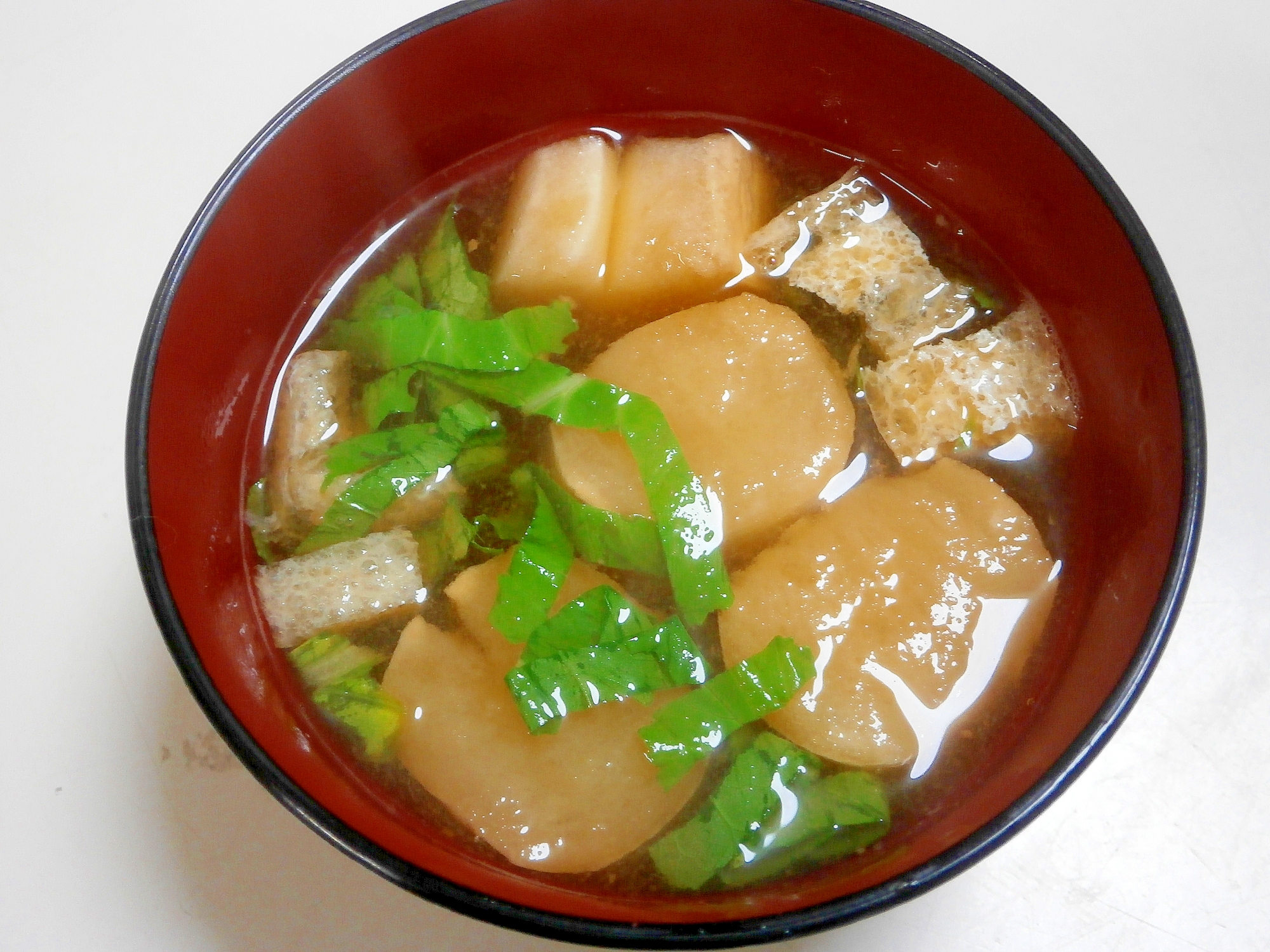 焼き麩・かぶの葉の味噌汁