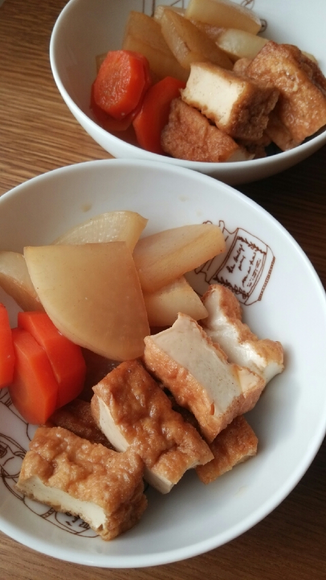 残ったうなぎのたれで煮物！（大根、人参、厚揚げ）