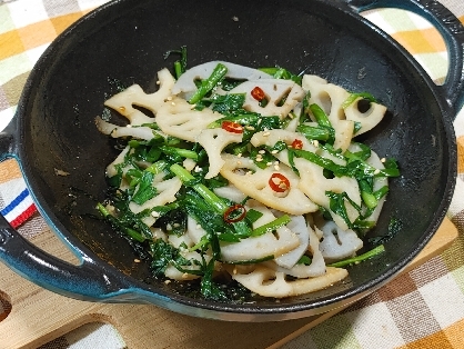 レンジで時短♡簡単副菜♡れんこんとニラのきんぴら