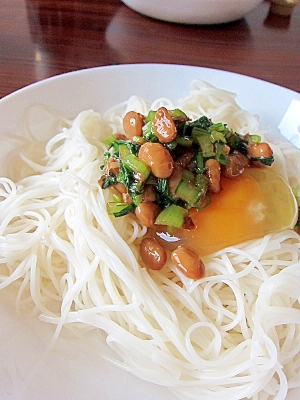 さっぱり簡単♪スタミナ納豆そうめん☆