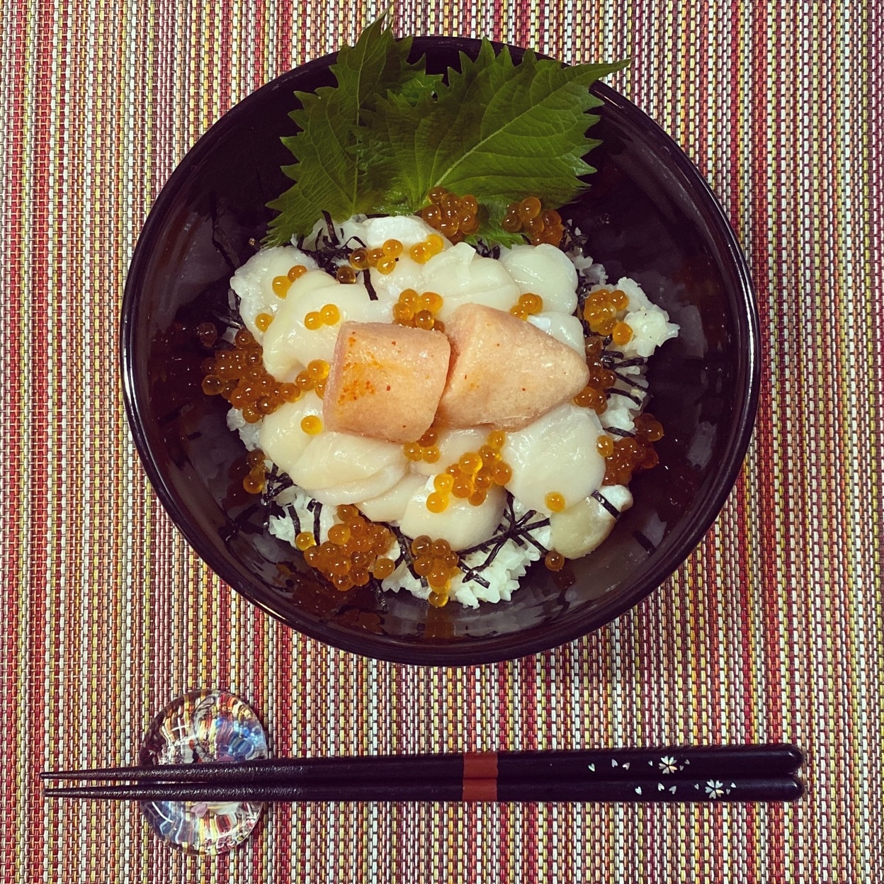 低糖質！帆立といくらと明太子の三色丼！