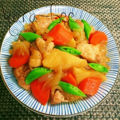 白飯おかわり♡鶏肉とたけのこの甘辛肉じゃが風