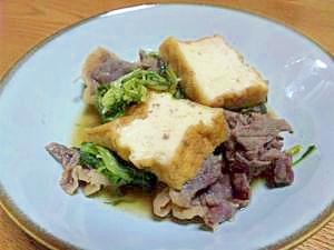 おだしを使わず水菜と牛肉の煮物