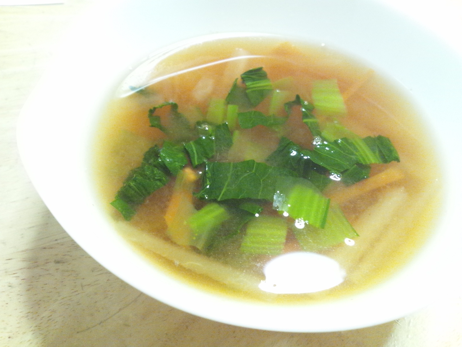 玉ねぎ氷入り♪小松菜 和風スープ