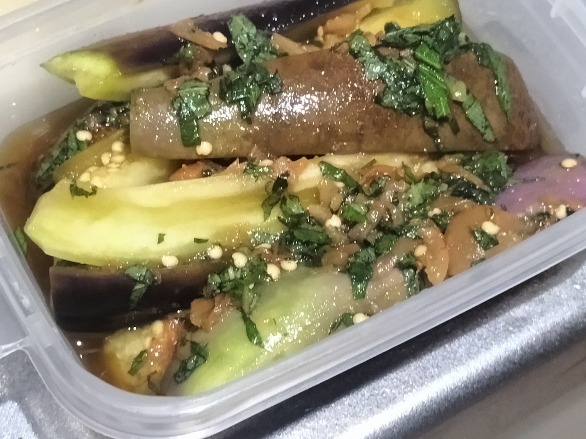 レンジで簡単作り置き♪ナスの梅しそお浸し