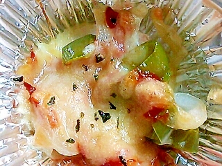 お弁当に 玉ねぎとピーマンのケチャップチーズ焼き レシピ 作り方 By Kuro 24 楽天レシピ