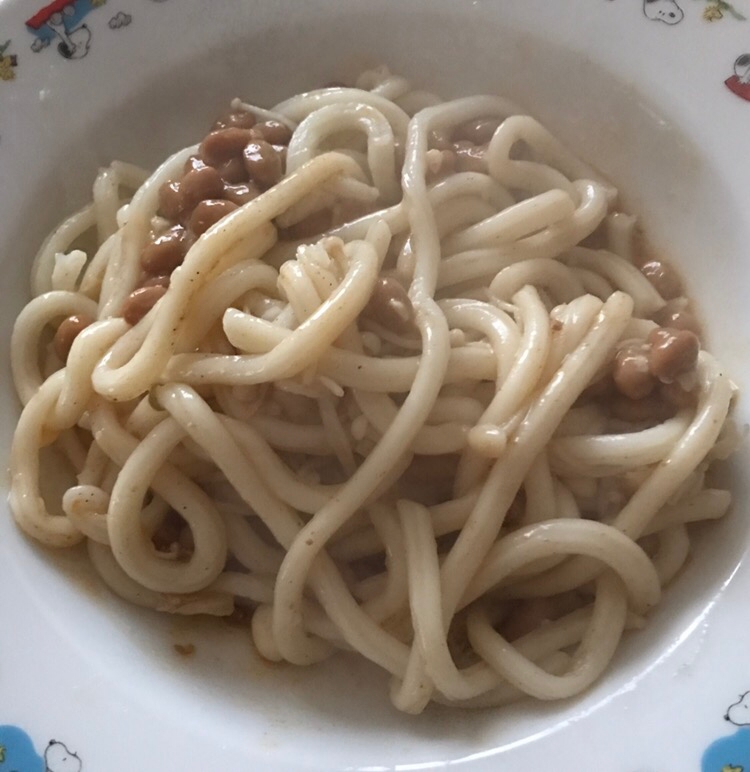 えのきと納豆の焼きうどん