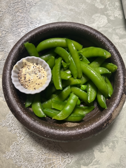 レンジでスナップエンドウを食べよう♪