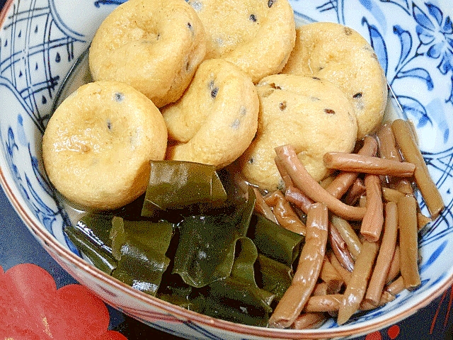 昆布のだし殻で☆　「ゼンマイとがんも含め煮」