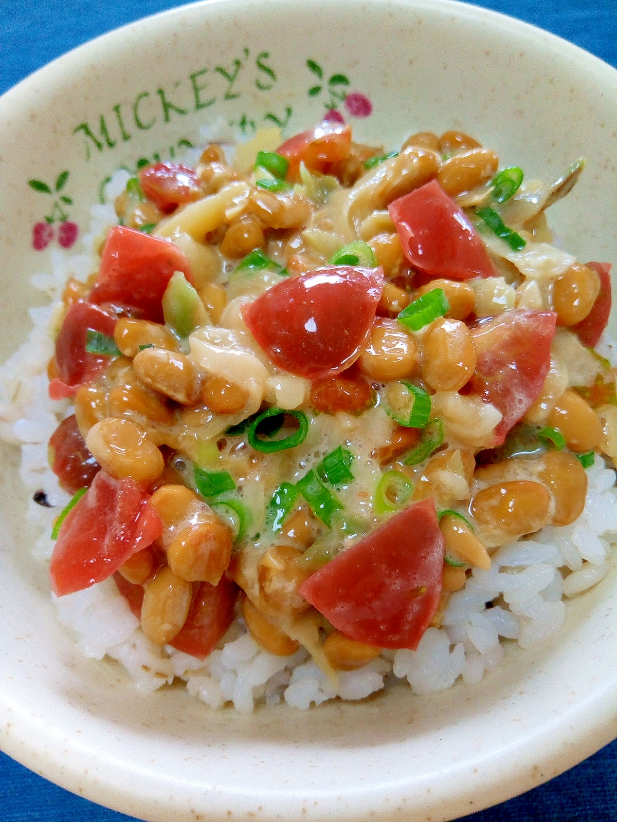 納豆の食べ方-ミニトマト＆ザーサイ♪