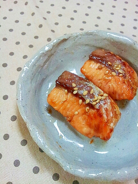 お弁当に✿お刺身のサーモンで❤鮭のオイマヨ焼き