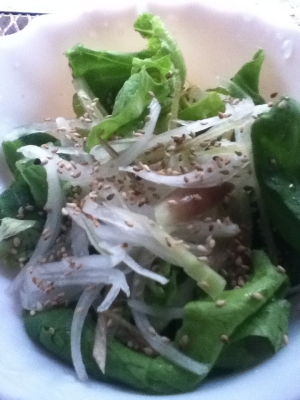 新玉ねぎとミョウガのグリーンサラダ
