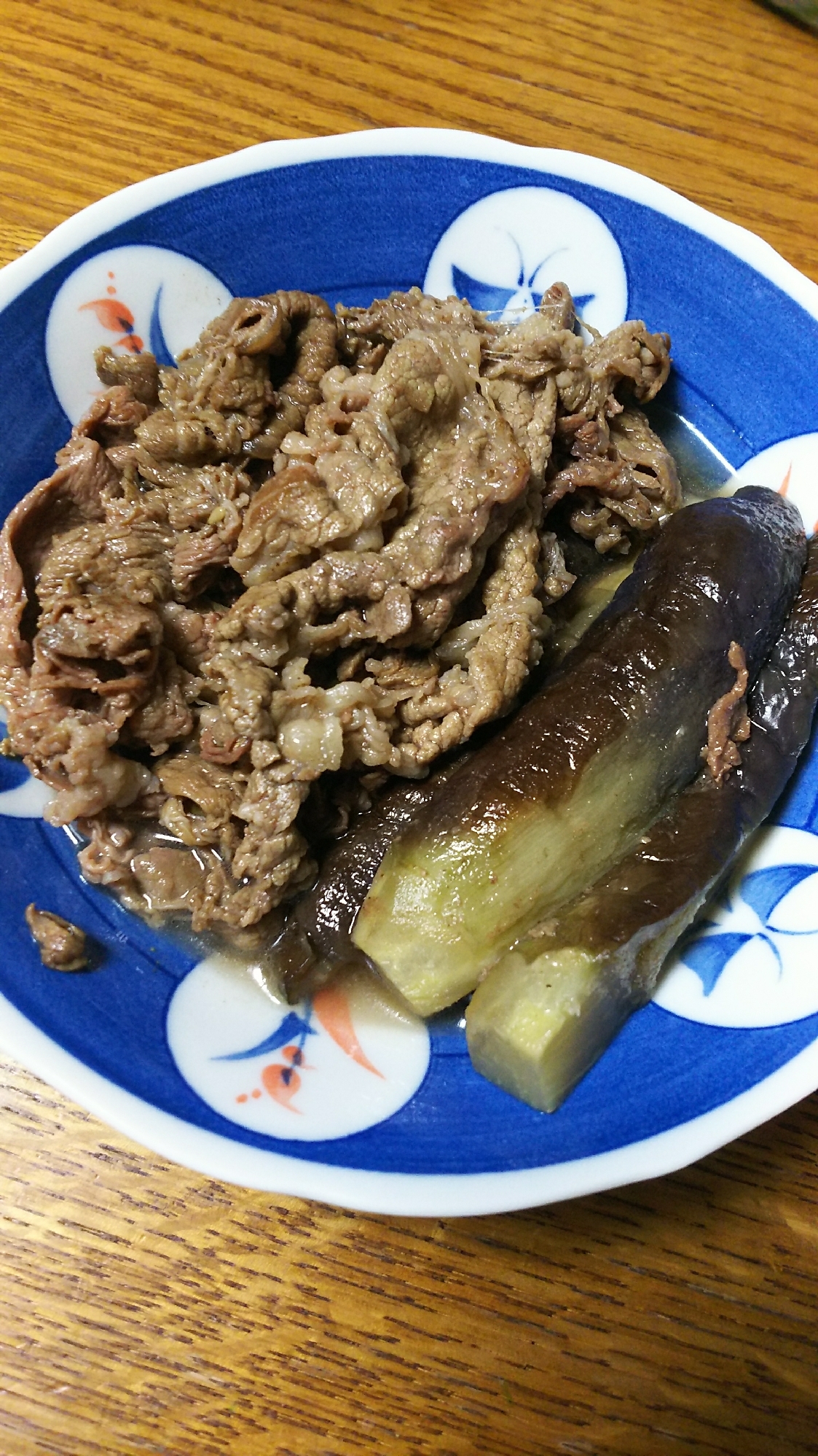 なすびと牛肉の煮物