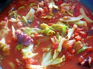 タコとキャベツのトマト煮