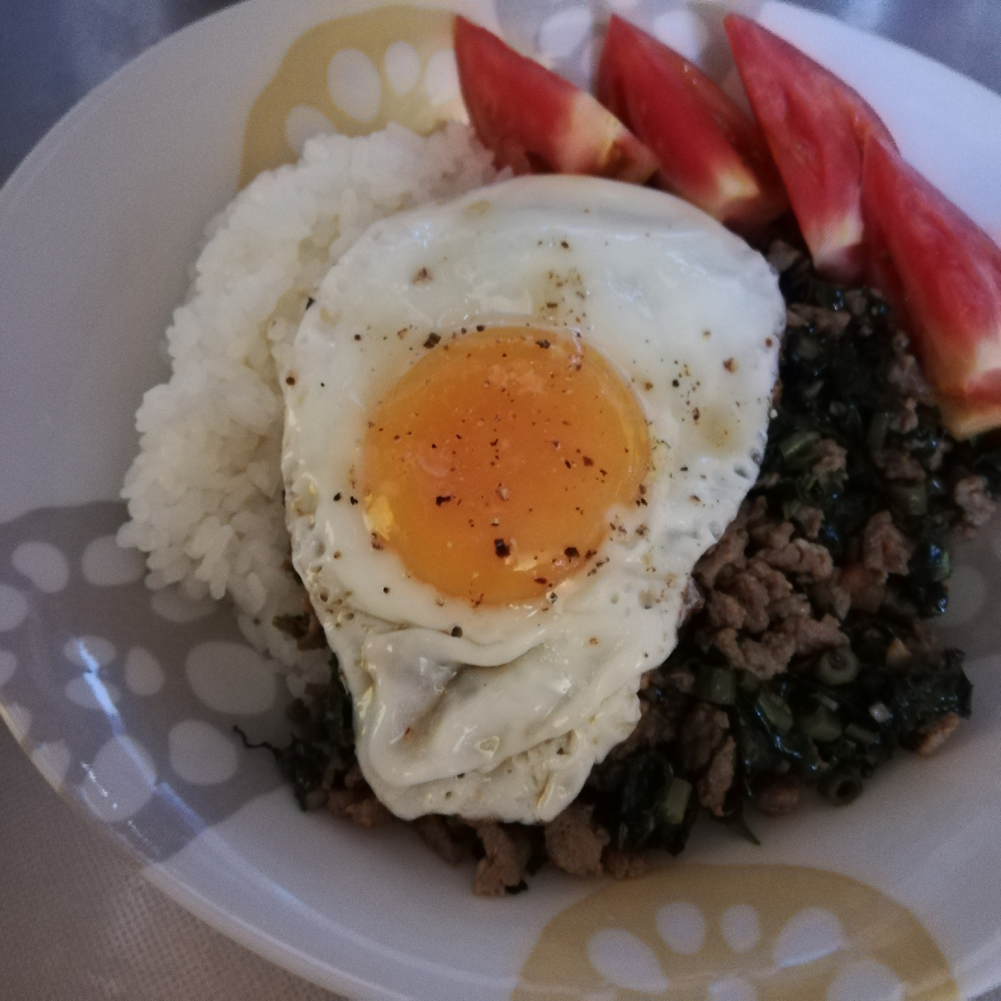 ひき肉と空芯菜の炒めご飯プレート