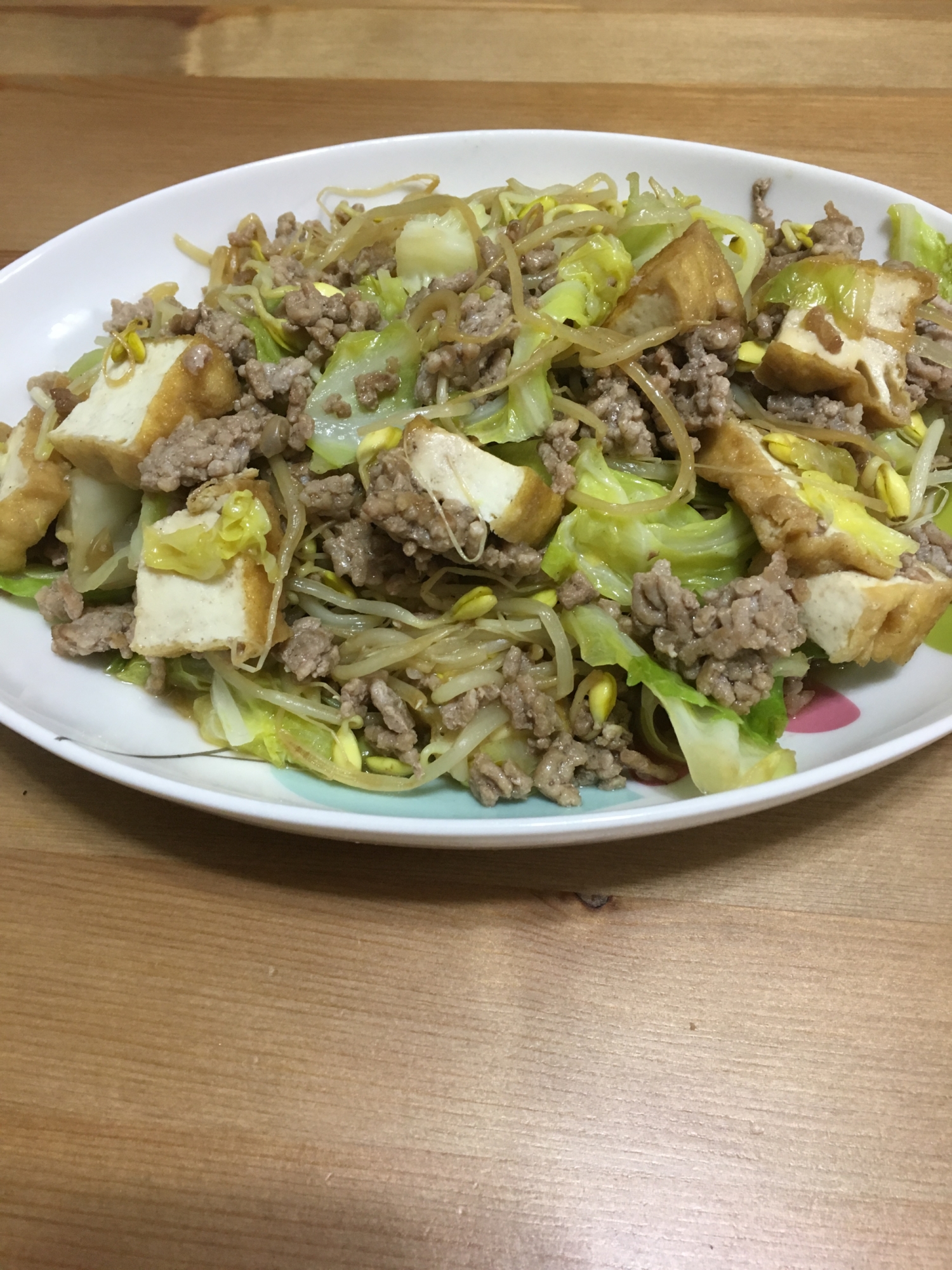 厚揚げとひき肉の野菜炒め