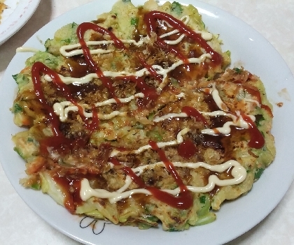 レシピ見ながら、小麦粉からお好み焼き作れました！熱々美味しかったです。