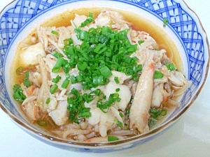 残り物の定番☆　「ヒラメとカニのピリ辛煮」